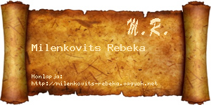Milenkovits Rebeka névjegykártya